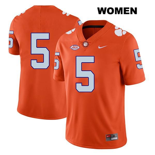Women's Clemson Tigers #5 Tee Higgins Stitched Orange Legend Authentic Nike No Name NCAA College Football Jersey CFC8046LT